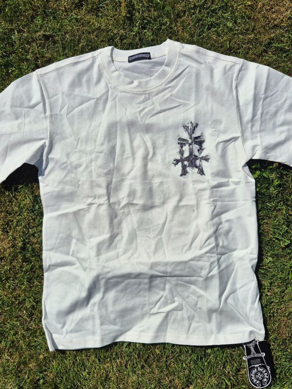 NWT Chrome Hearts Stitched on Iron Leather Crosses Medium